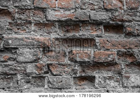 Darkness In An Old Ruined Brick Wall