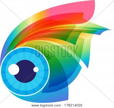 Abstract colorful expressive eye visage isolated on white background