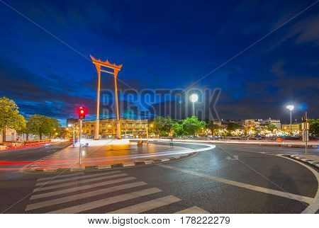 Bangkok Thailand - 2016: The Giant Swing (Thai: Sao Chingcha) is a religious structure in Bangkok Thailand.