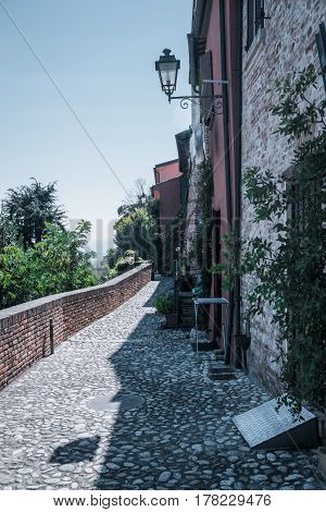 street in Santarcangelo c views of the chapel Italy Europe