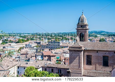 Santarcangelo view of the dome of the old church italy Rimini Italy Europe