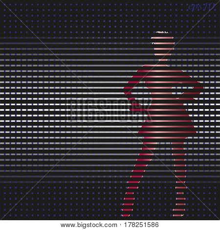 Silhouette of a girl in red
Abstract author artwork backlit modern design background blue contour drawing young woman in dress and boots stock vector illustration print