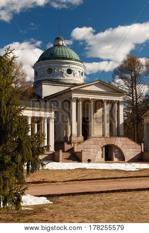 Manor Arkhangelskoe. Temple-tomb Colonnade . Spring In The Park.