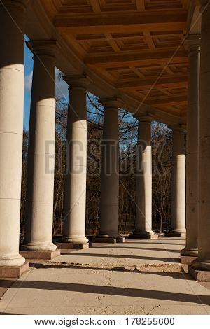 Manor Arkhangelskoe. Temple-tomb Colonnade . Spring In The Park.