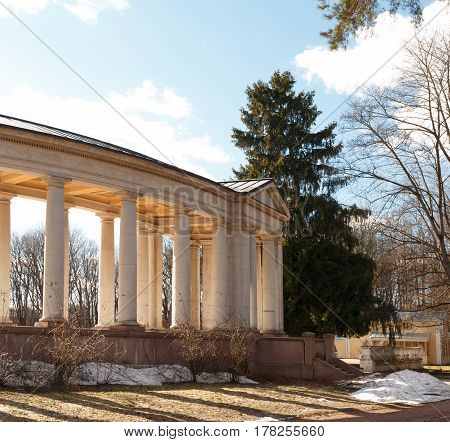 Manor Arkhangelskoe. Temple-tomb Colonnade . Spring In The Park.