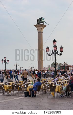 Tourists At San Marco Square, Venice, Italy