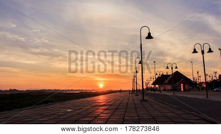 Morning at a park near the Khong river in Bueng Kan district Thailand.