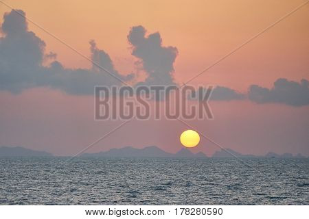 Beautiful sunset on the island Phuket Thailand