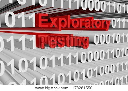 Exploratory testing in the form of binary code, 3D illustration