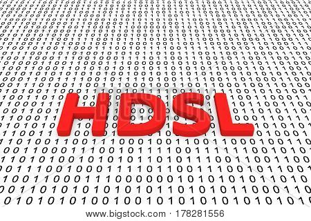 HDSL in the form of binary code, 3D illustration