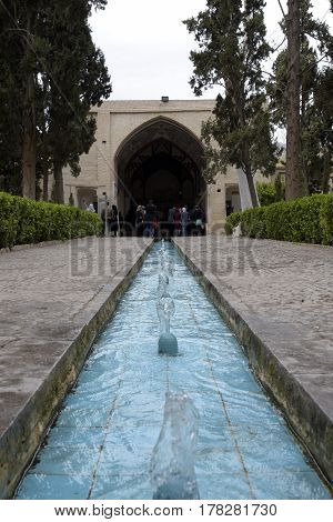 Fin, Kashan, Esfahan, Iran, March 23, 2017, is a historical Persian garden. It contains Kashan's Fin Bath, where Amir Kabir, the Qajarid chancellor, was murdered by an assassin sent by King Nasereddin Shah in 1852.