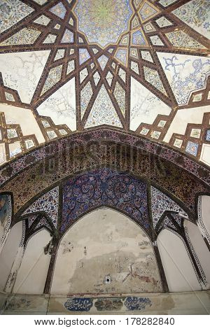 Fin, Kashan, Esfahan, Iran, March 23, 2017, is a historical Persian garden. It contains Kashan's Fin Bath, where Amir Kabir, the Qajarid chancellor, was murdered by an assassin sent by King Nasereddin Shah in 1852.