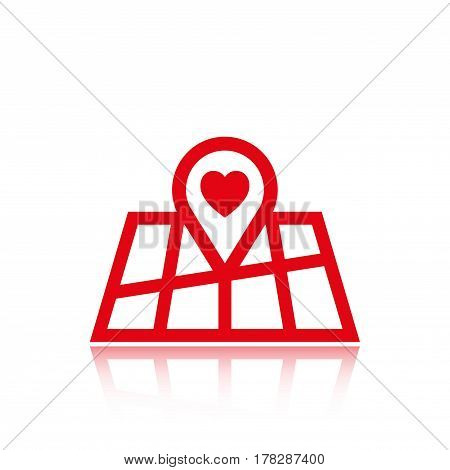 pointer pin up icon with heart stock vector illustration flat design