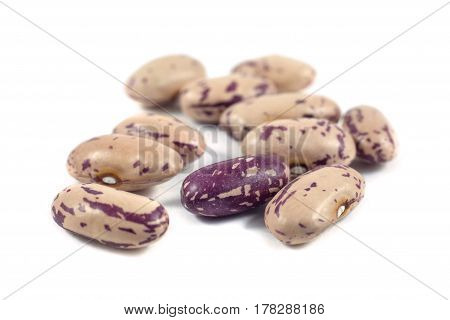 colorful beans isolated on white background, food.