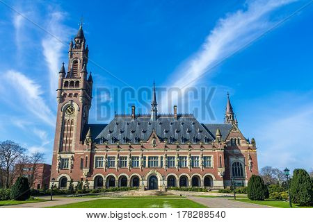 The Hague the Netherlands - March 23 2017: Peace Palace in The Hague