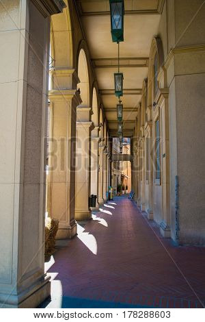 colonnade in Santarcangelo di Romagna Italy Europe