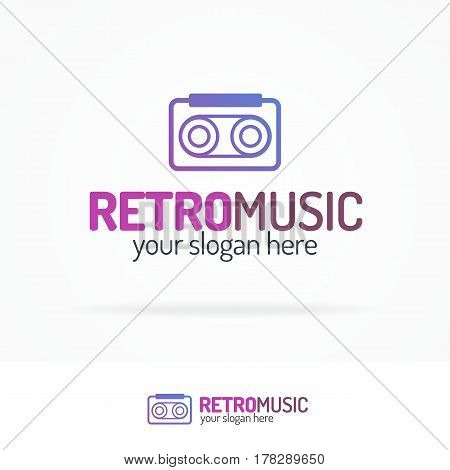 Retro music logo set modern color style isolated on white background for use music store, sound company, audio system shop, dj market etc. Vector Illustration