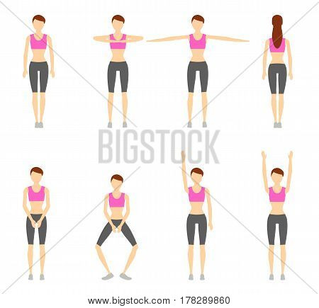Girl Dioing Exercise on White Background Vector Illustration EPS10
