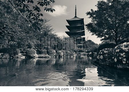 Toji Temple with historical building and garden in Kyoto, Japan.