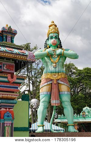 Statue of Lord Hanuman in Batu Caves, Malaysia. The cave is one of the most popular Hindu shrines outside India