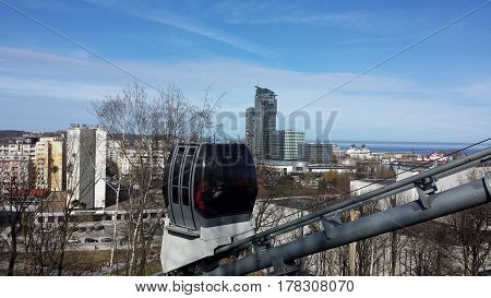 Cable-terrain railway on Kamienna Gora in Gdynia, Poland