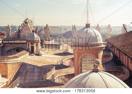 The roof of the Cathedral of St. Peter in Rome, Italy