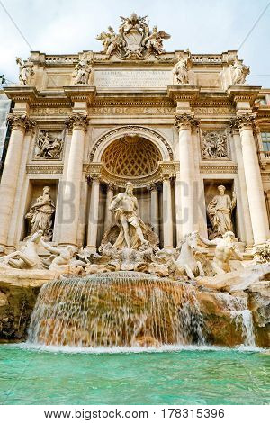 The famous Trevi Fountain in Rome, Italy