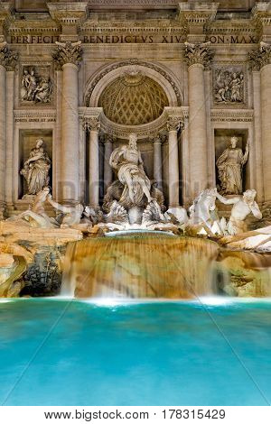 The famous Trevi Fountain at night, Rome, Italy