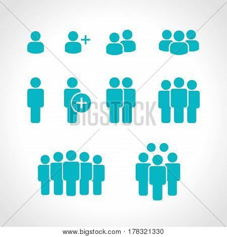 Team icons vector set. Group of people icons isolated. Business team icons collection. black silhouettes simple. Team icons in flat style.