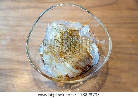 Konjac jelly, pudding with seaweed, japanese dessert