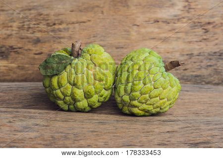 Cherimoya Fruit On The Table, Ready To Be Eaten