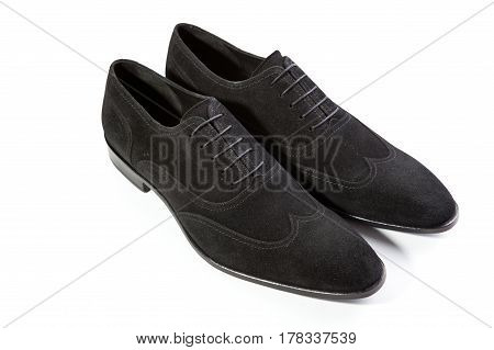 stylish men's shoes on a white background
