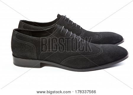 stylish men's shoes on a white background