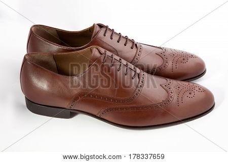 stylish men's shoes on a white background