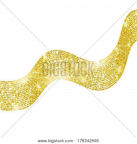 Vector abstract stippling gold lines. Gold shining background. Glitter card. Dotted textured shape