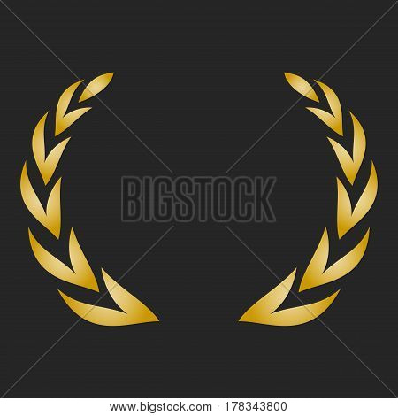 Gold award laurel wreath on dark background. Vector illustration.