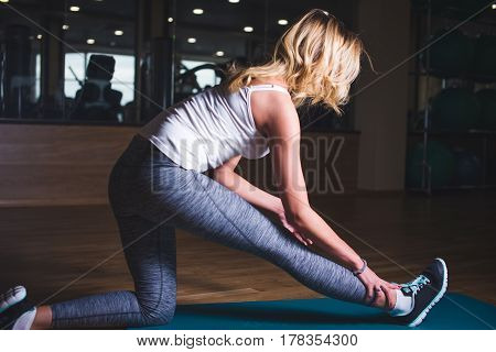 the girl goes in for sports in fitness