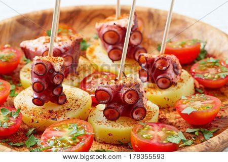 Galician Octopus a la Gallega tapas pinchos recipe from Spain with potatoes
