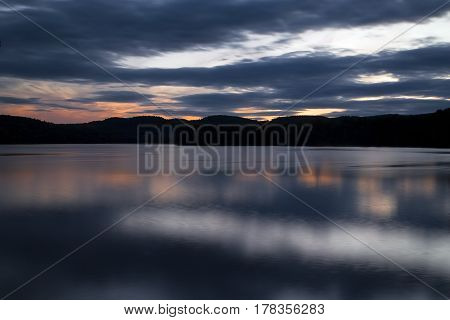 Squam Lake, New Hampshire, just after the sun has set behind the mountains