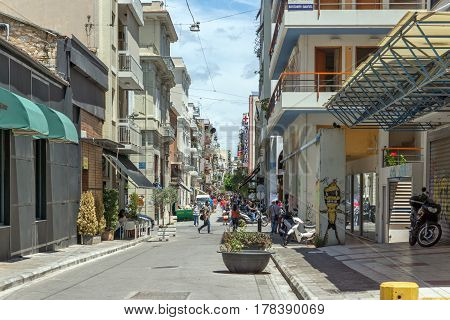 PATRAS, GREECE MAY 28, 2015: Typical street in Patras, Peloponnese, Western Greece