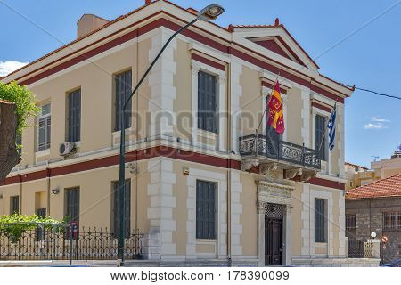 PATRAS, GREECE MAY 28, 2015: Typical street in Patras, Peloponnese, Western Greece