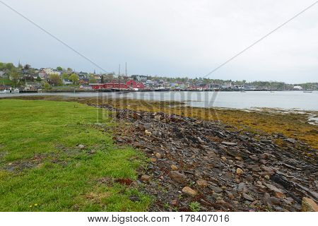 Historic town of Lunenburg across Lunenburg Harbour, Nova Scotia, Canada. The historic town was designated a UNESCO World Heritage Site since 1995.