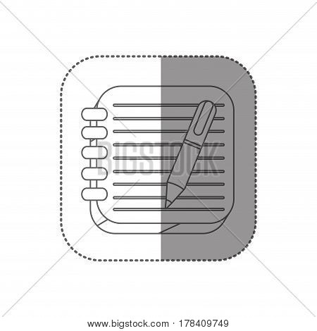 sticker silhouette spiral notebook with pen icon vector illustration
