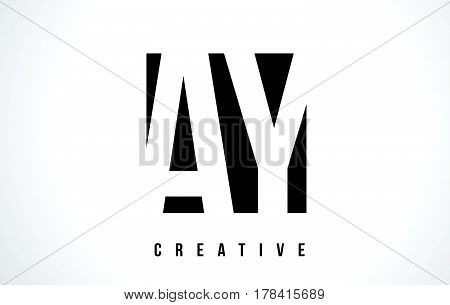 Ay A Y White Letter Logo Design With Black Square.