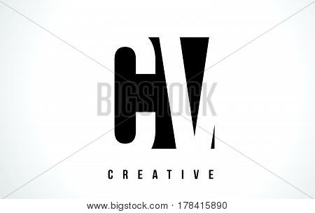 Cv C V White Letter Logo Design With Black Square.