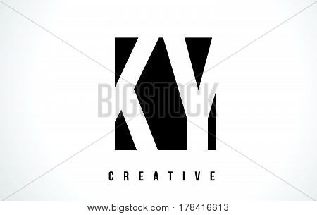 Ky K Y White Letter Logo Design With Black Square.