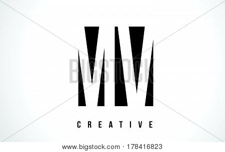 Mv M V White Letter Logo Design With Black Square.
