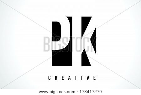 Pk P K White Letter Logo Design With Black Square.