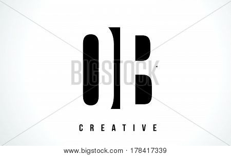 Ob O B White Letter Logo Design With Black Square.
