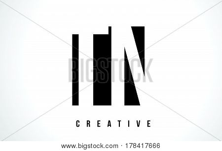 Tn T N White Letter Logo Design With Black Square.